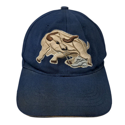 Bull Strapback Hat Blue One Size Embroidered Adjustable 6 Panel