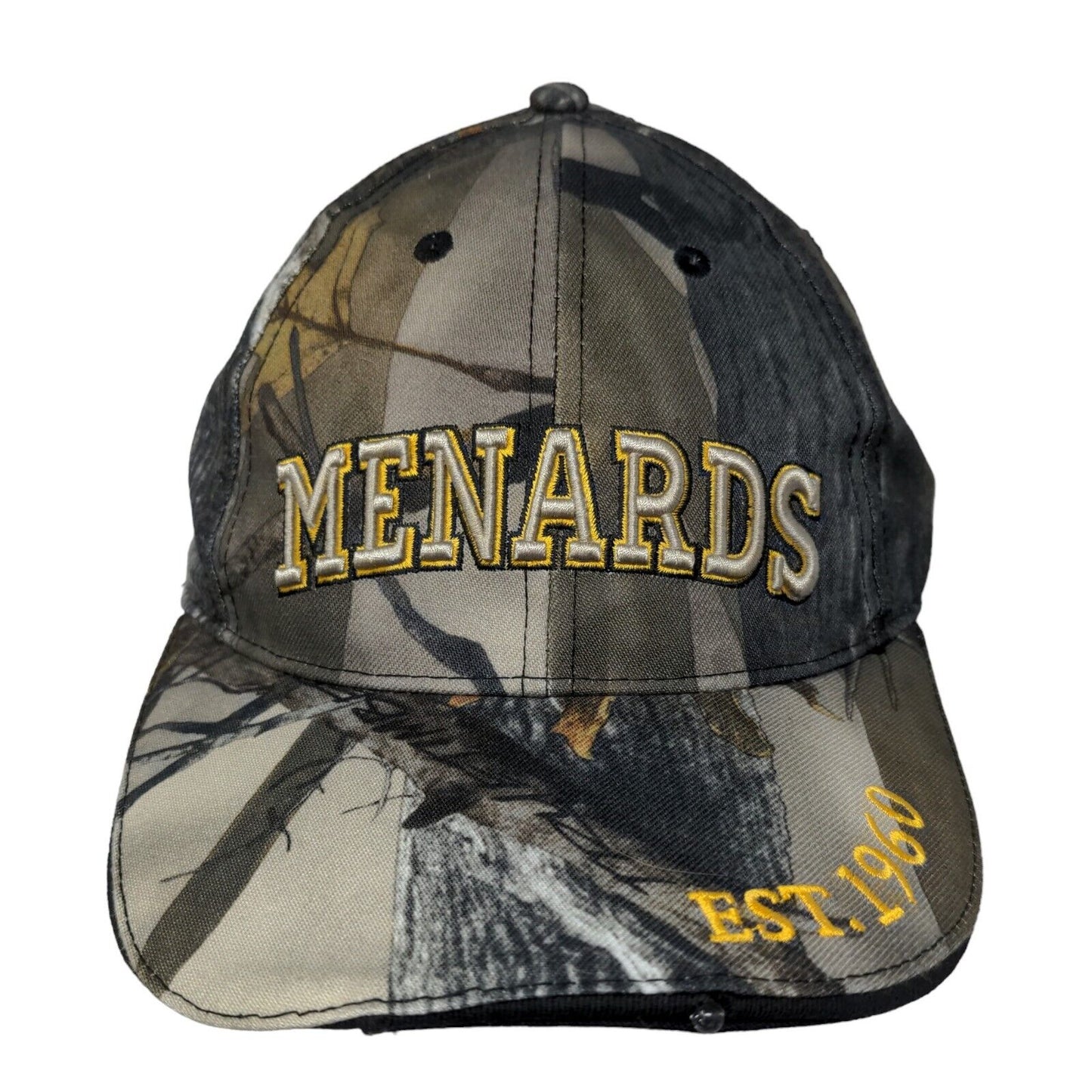 Menards Men's Strapback Hat Brown Camo Adjustable Embroidered Logo LED Light Up