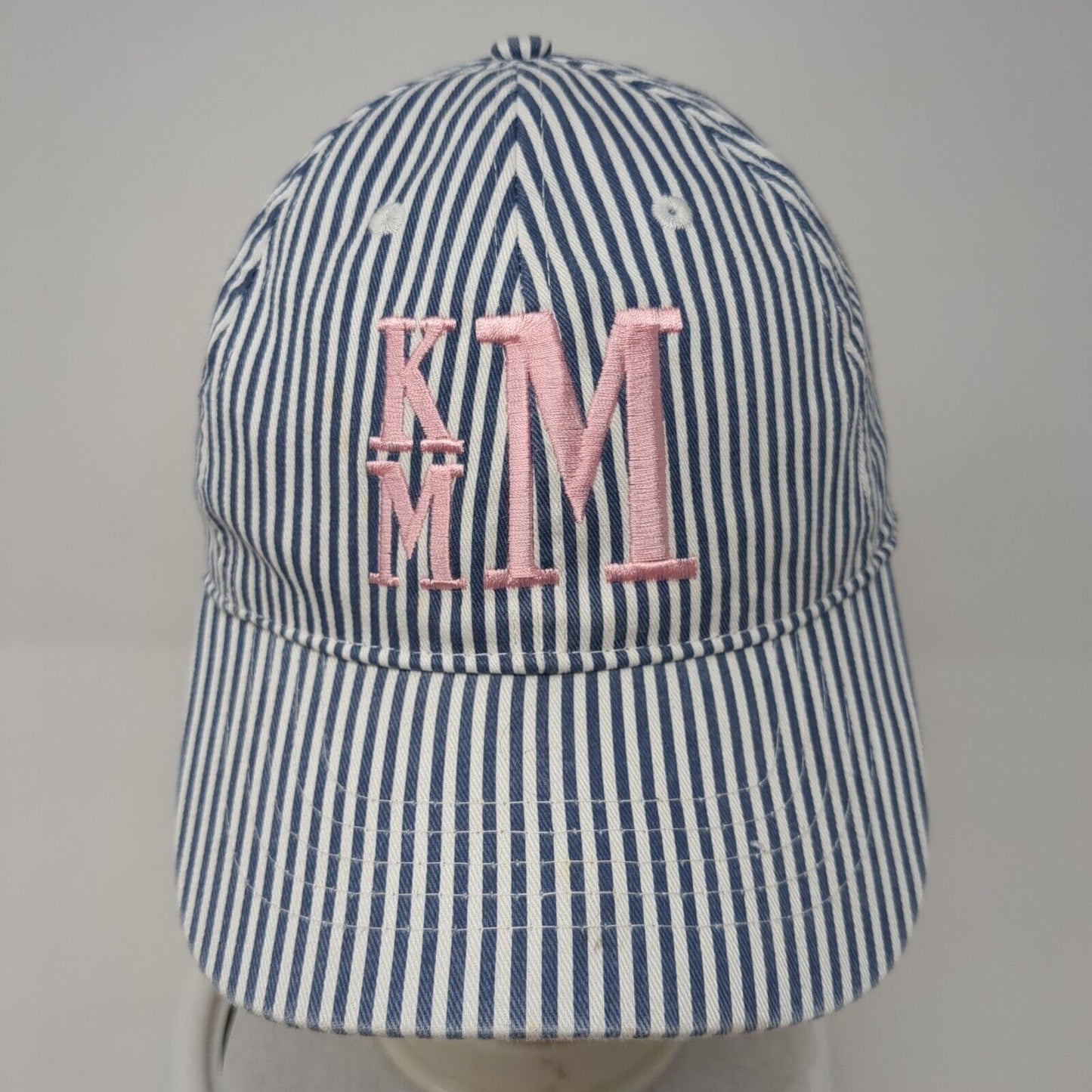 KMM Strapback Hat Multicolor One Size Adjustable Striped Embroidered 6 Panel