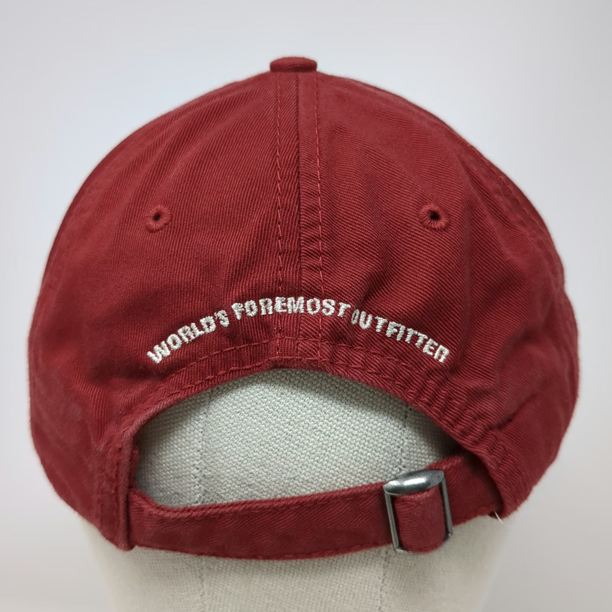 Cabela's Baseball Cap Hat Red One Size Patch Worlds Foremost Outfitter Slideback