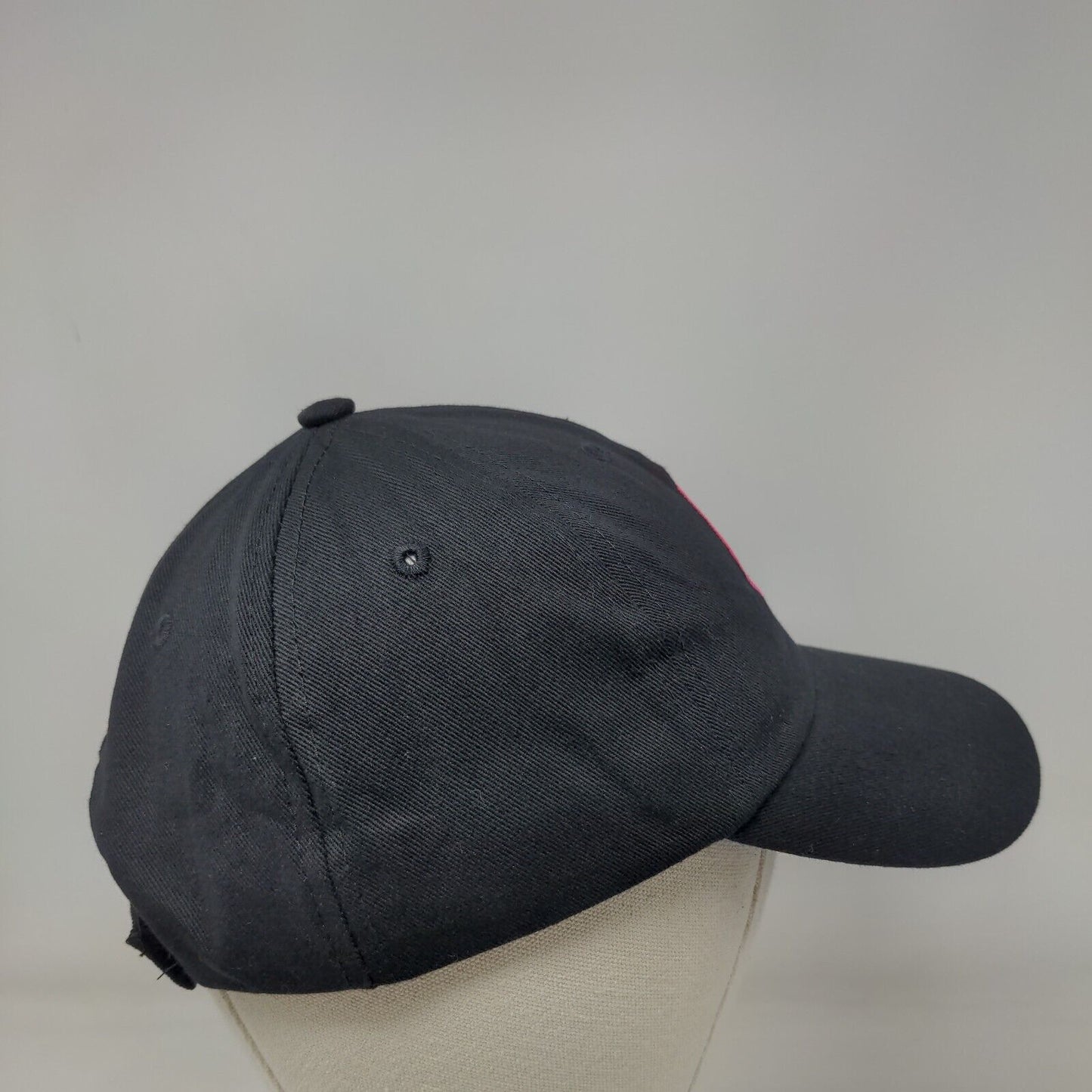 Smiley Strapback Hat Black One Size Adjustable Embroidered Emoji 6 Panel Cotton