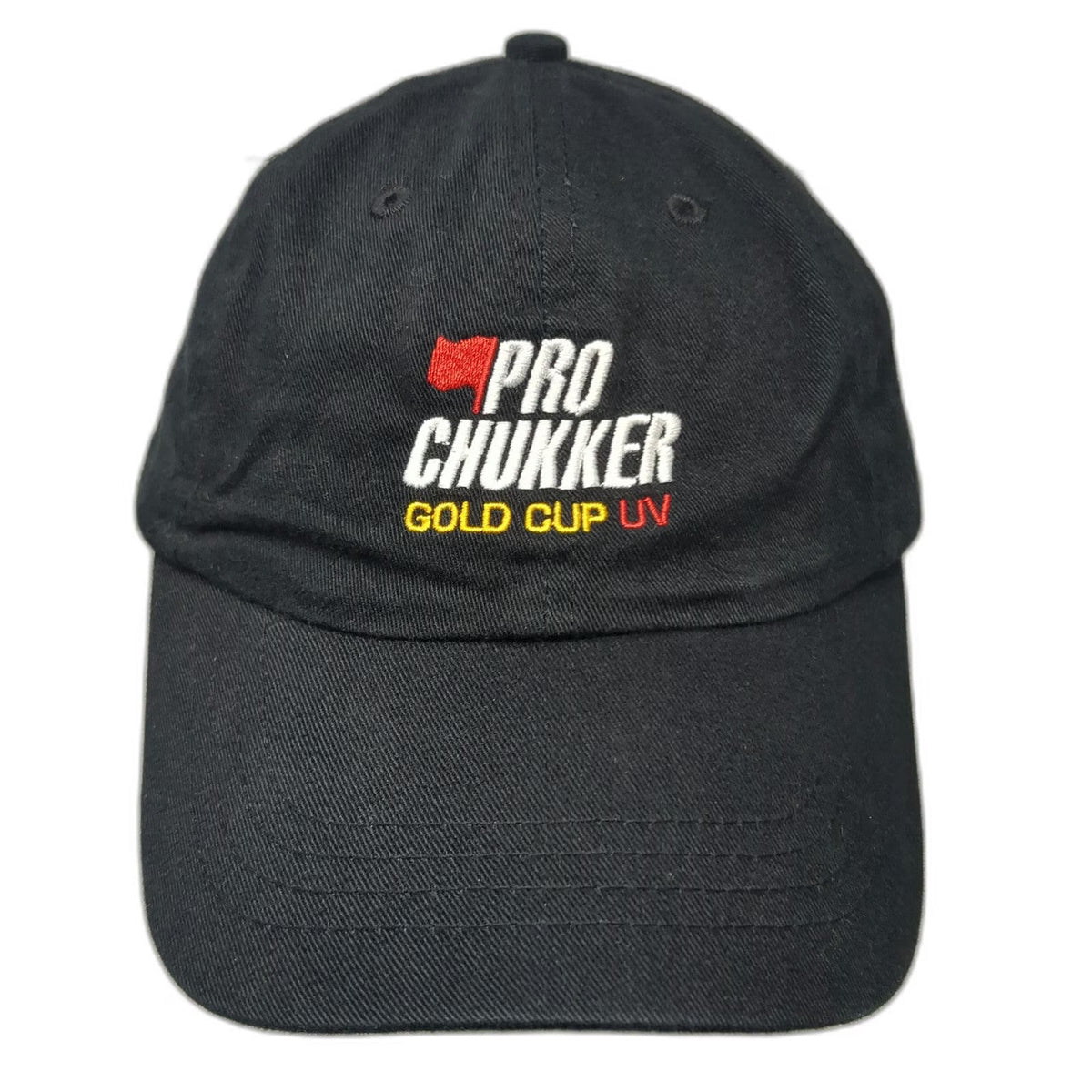 Baseball Cap Black One Size Strapback Pro Chukker Gold Cup UV Hat Embroidered