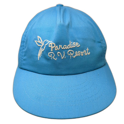 5 Panel Blue Hat One Size Paradise RV Resort Hummingbird Snapback Made in USA