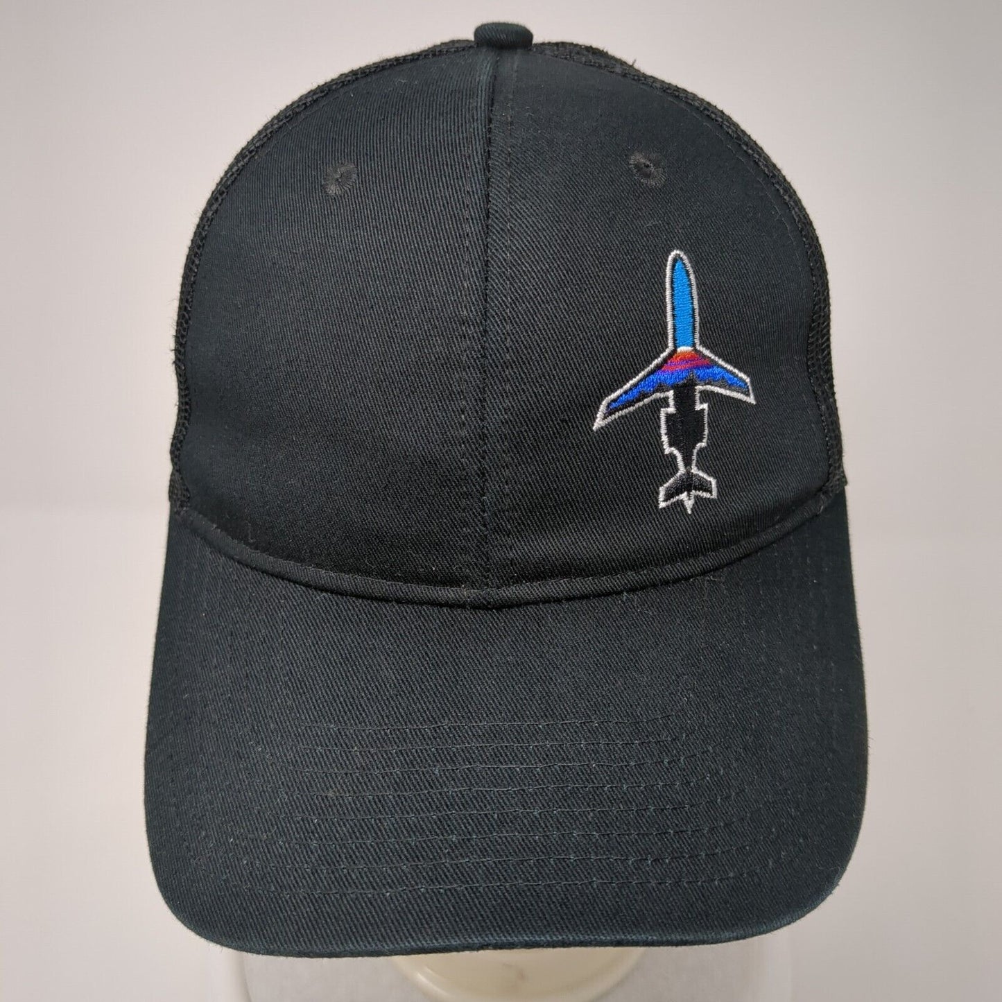 Port Authority Snapback Mesh Back Trucker Hat Black One Size Embroidered