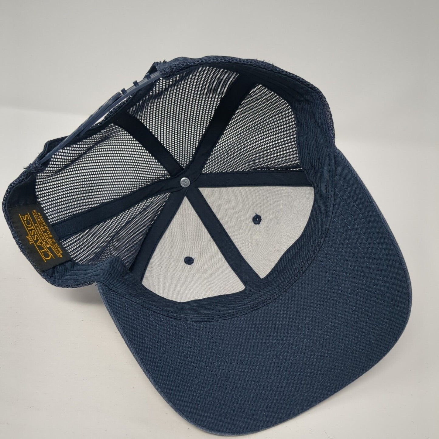 Ride Bikes Be Happy Snapback Trucker Hat Blue OS Adjustable Mesh Back Yupoong