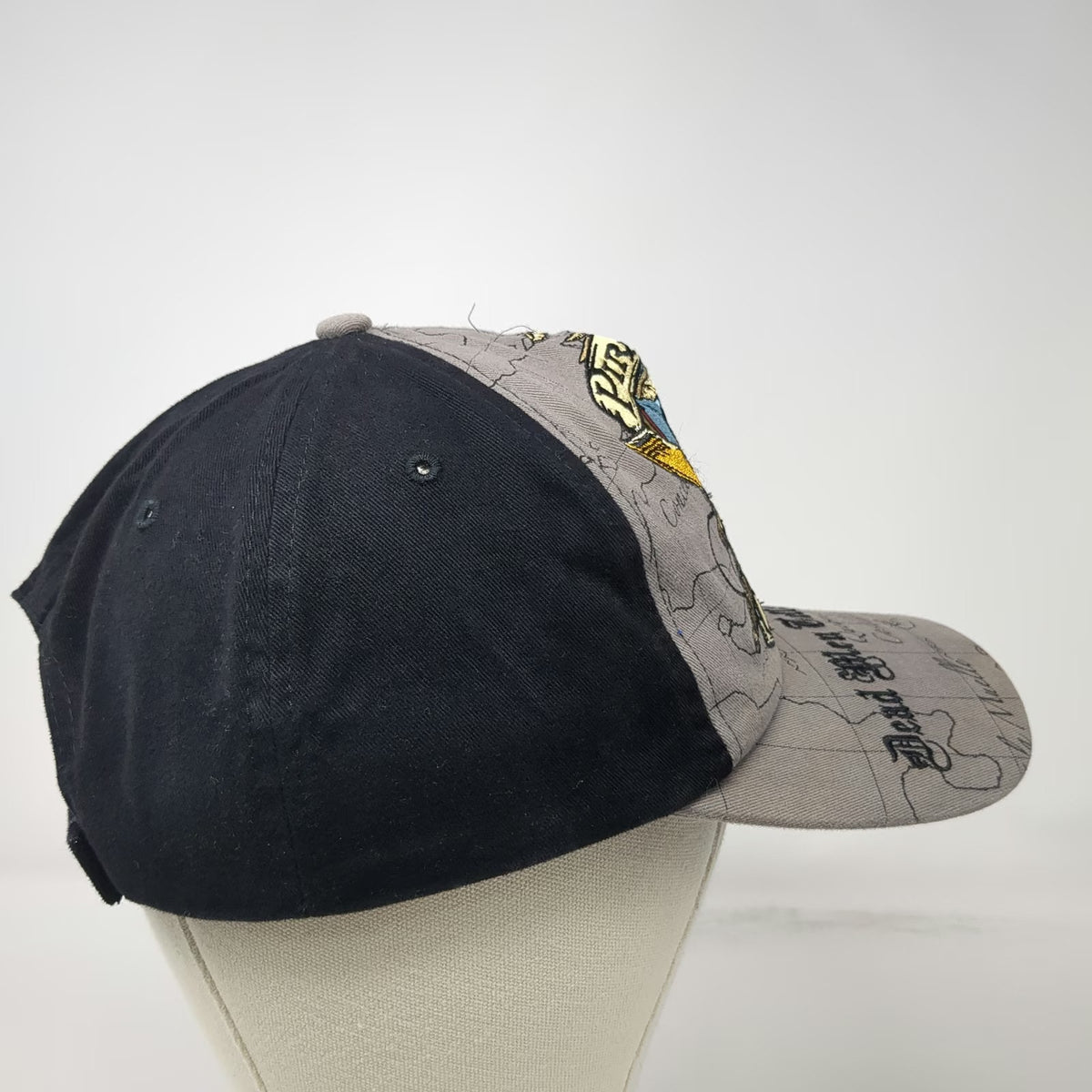 Disney Parks 5 Panel Gray One Size Hat Pirates of the Caribbean Map Print Skull