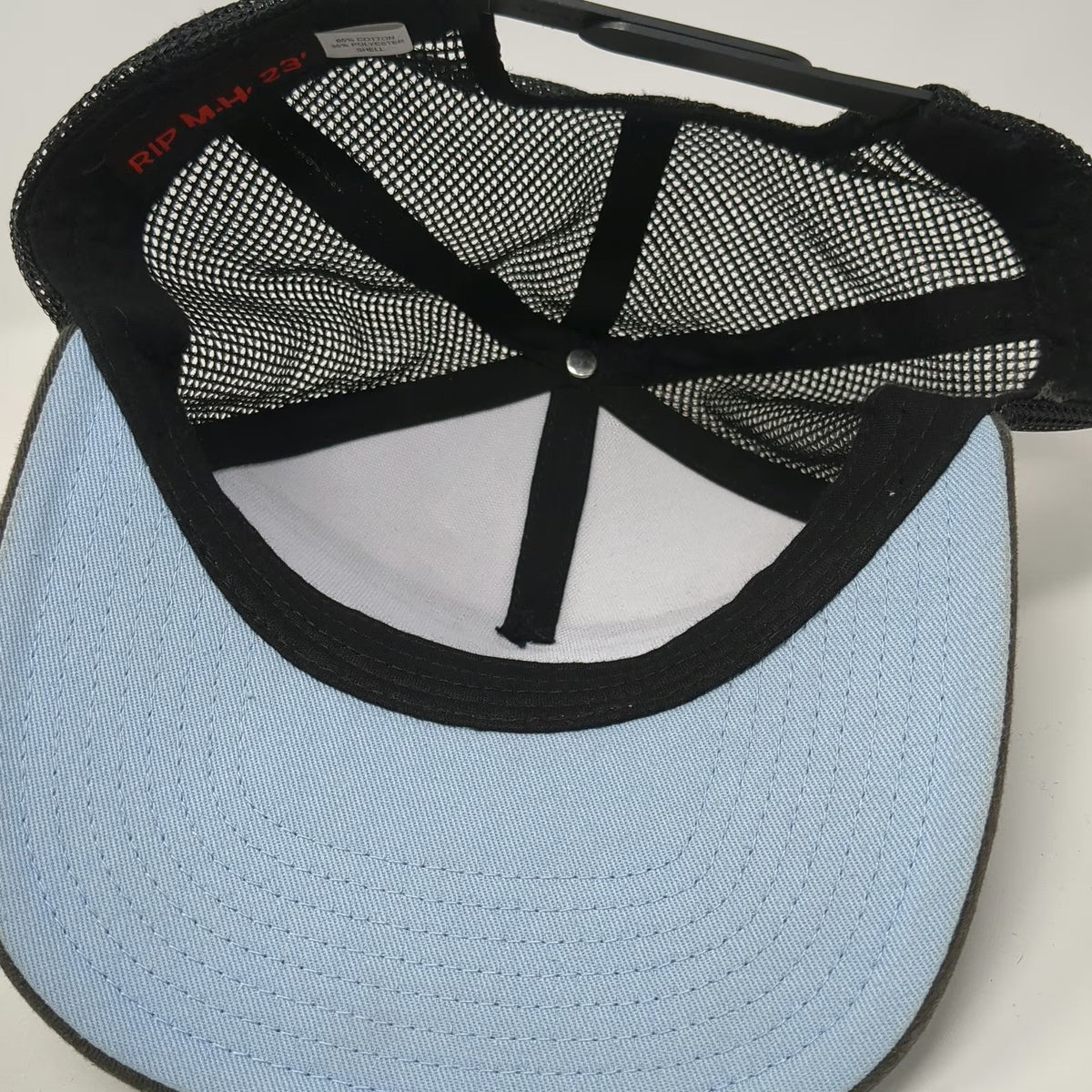 5 Panel Hat Gray Blue One Size MHRTA Logo Mesh Snapback Flat Brim Memorial