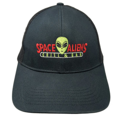Cap America Trucker Hat Black One Size Space Aliens Grill & Bar Mesh Snapback