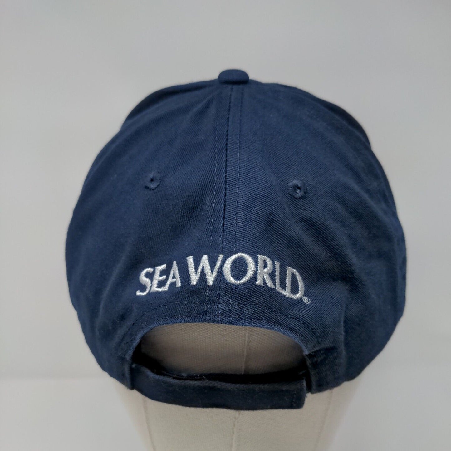 Sea World Strapback Hat Blue One Size Adjustable Embroidered 6 Panel Cotton
