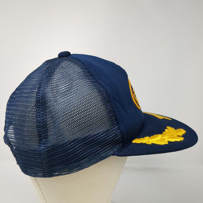 Signature Captain Yellow Scrambled Eggs Mesh Snapback Blue Trucker Hat Vintage