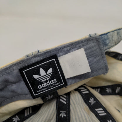 Adidas Slideback Hat Blue OS Adjustable Embroidered Trefoil Acid Wash Denim