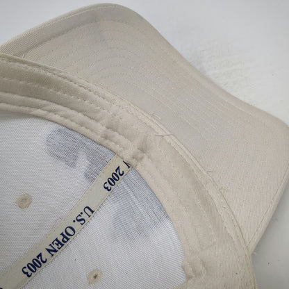New Era Baseball Cap Beige Red Blue One Size 2003 US Open Olympia Fields USA Hat