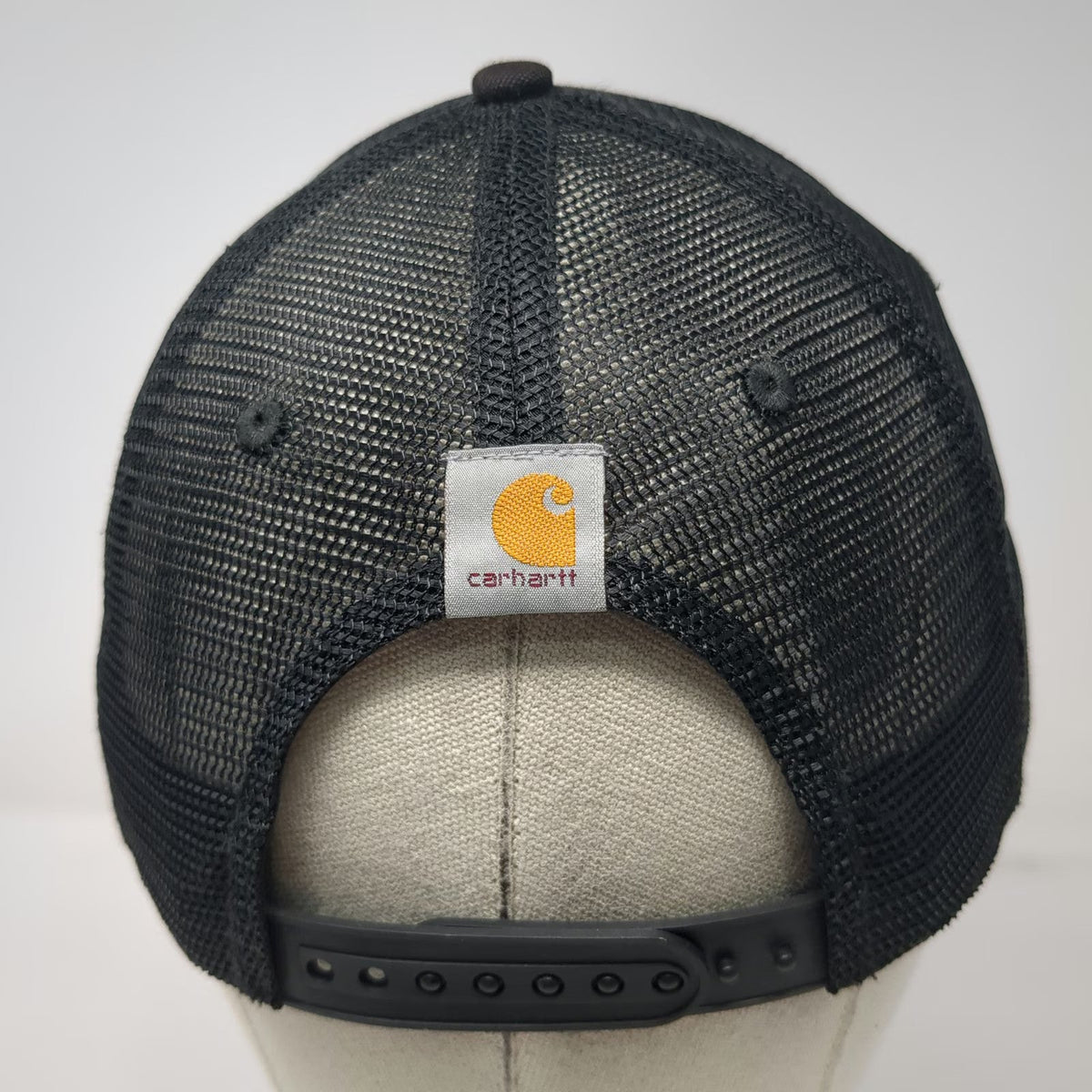 Carhartt Trucker Hat Black Gray One Size Snapback Mesh Embroidered Canvas Logo