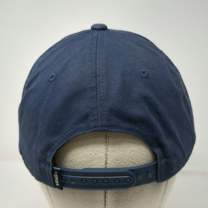 Vans 5 Panel Blue One Size Distressed Frayed Snapback Logo Patch Cotton Hat