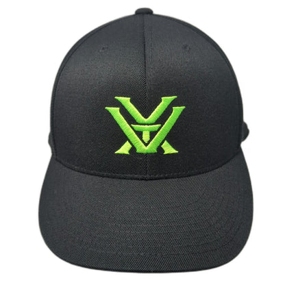 Vortex Optics Baseball Cap Black Green 7 5/8 Fitted Logo Curved Stretch Hat