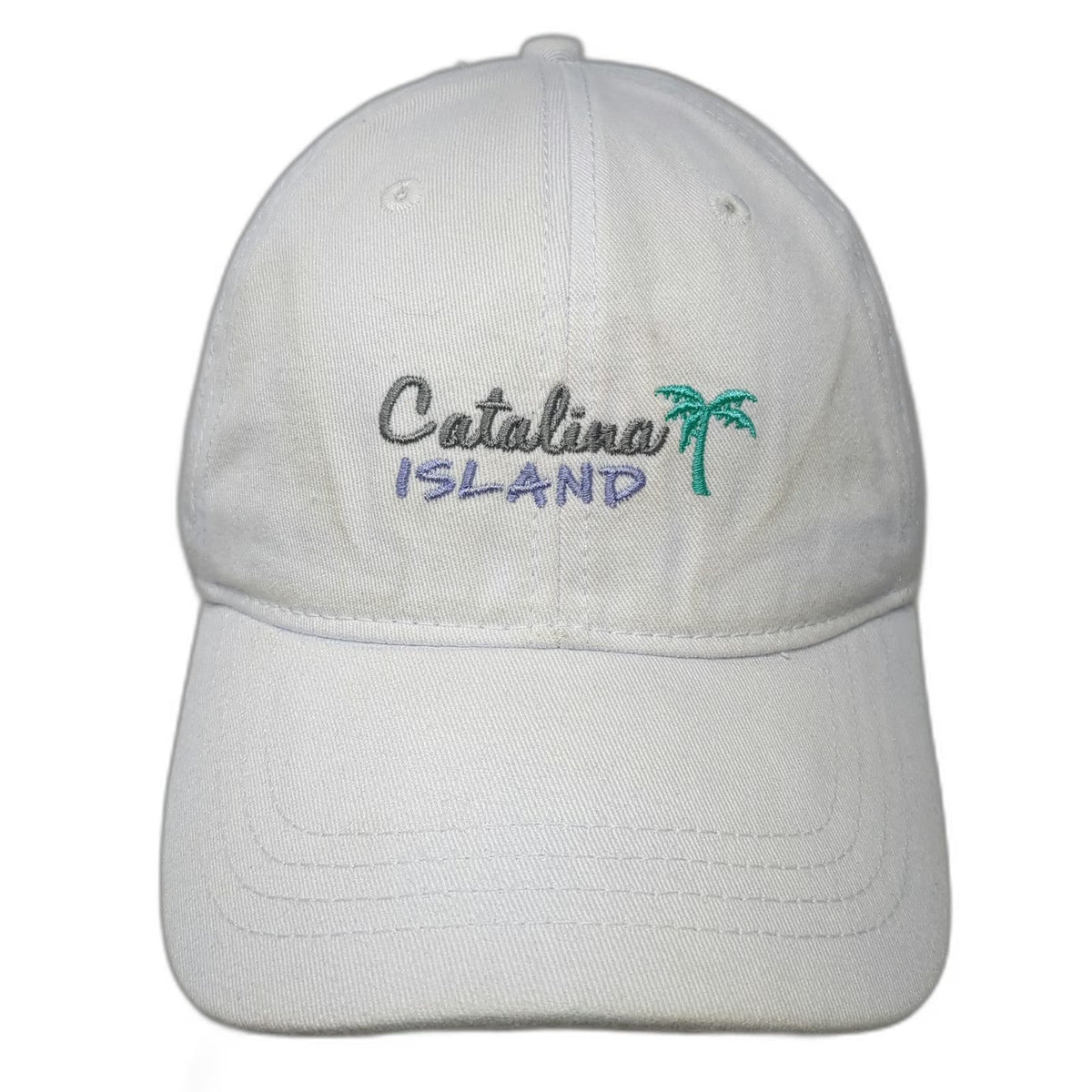 Ouray Baseball Cap White One Size Catalina Island Palm Tree Strapback Cotton hat