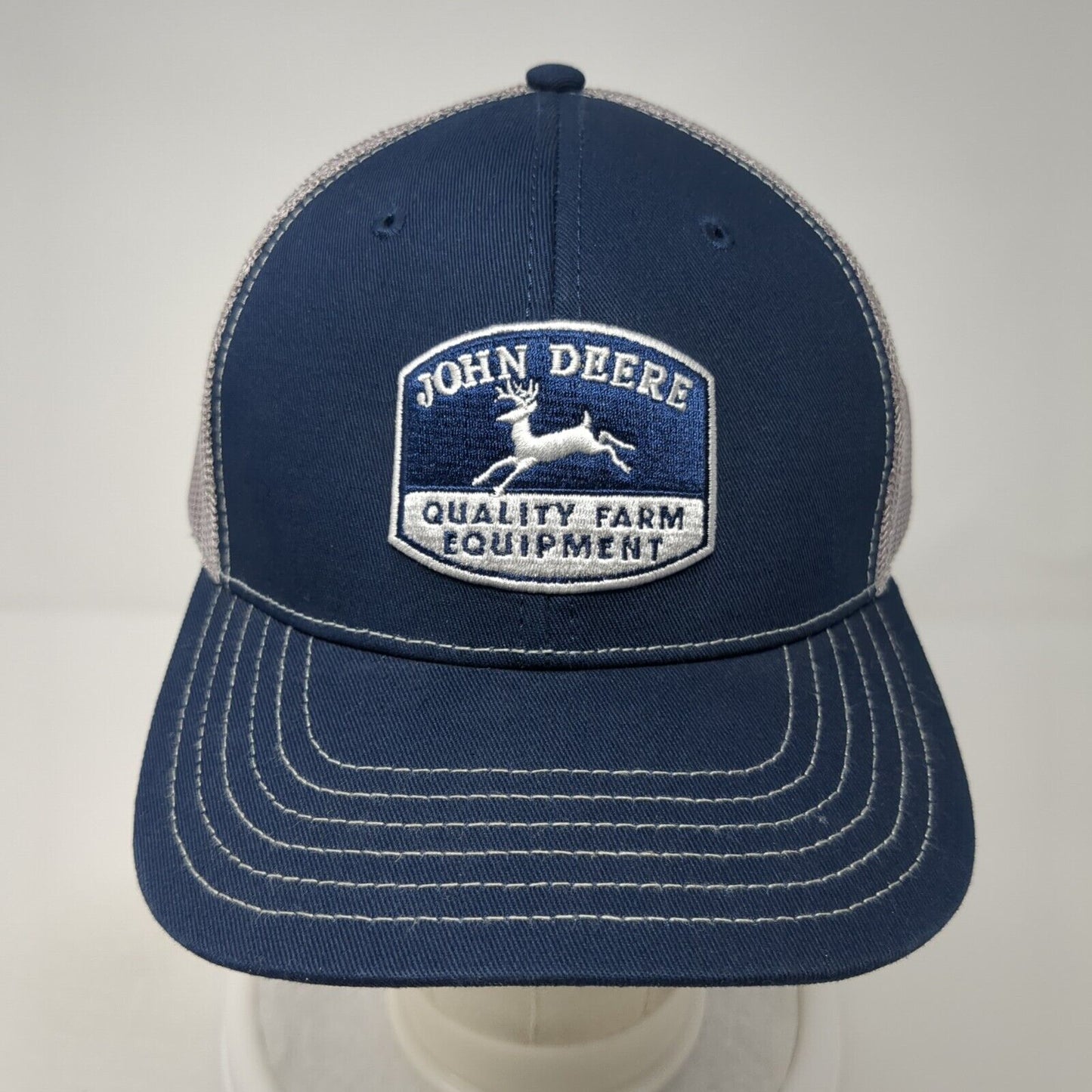 John Deere Quality Farm Equipment Snapback Trucker Hat Blue OS Adjustable Mesh
