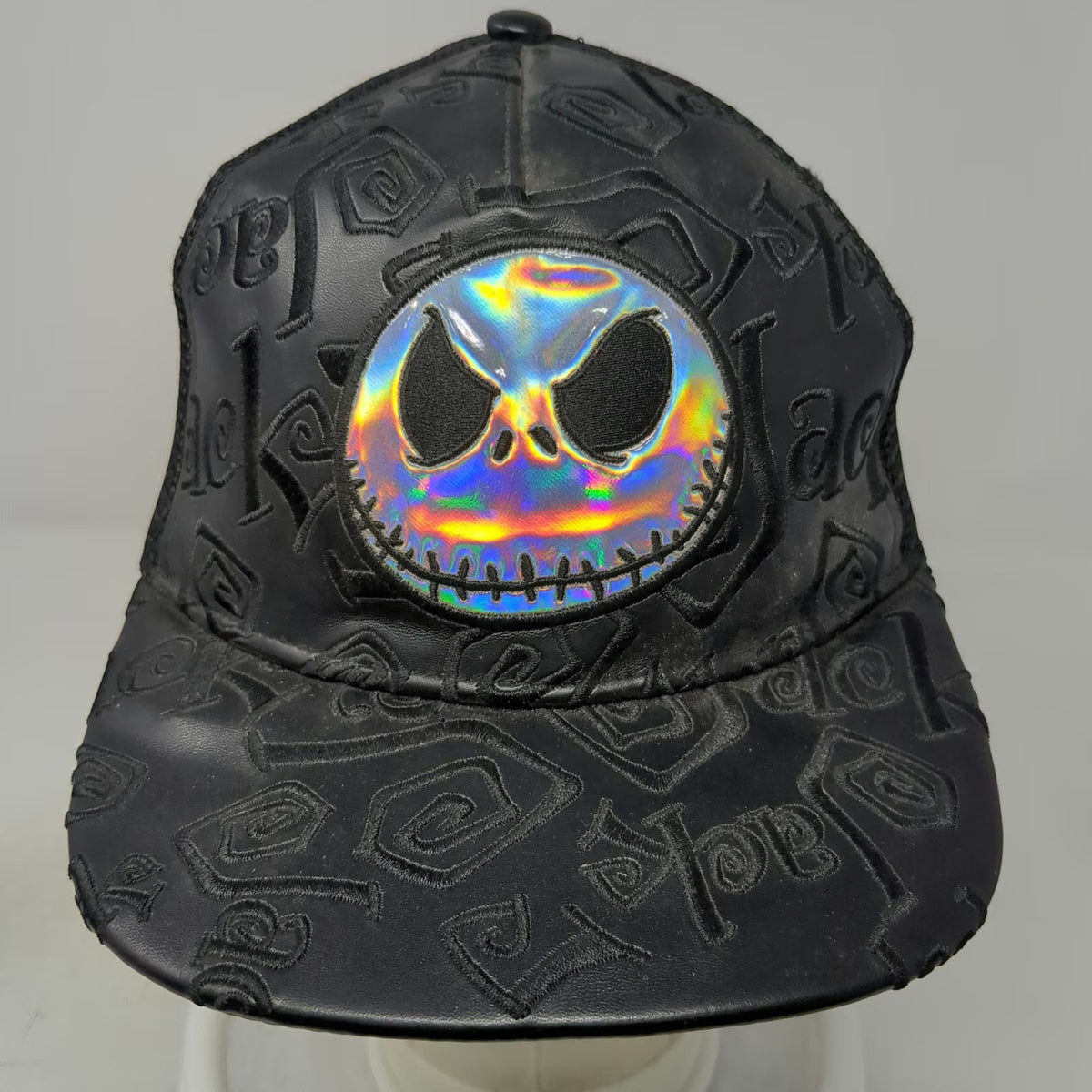Disney Parks Trucker Hat Black One Size Jack Skellington Holographic Snapback
