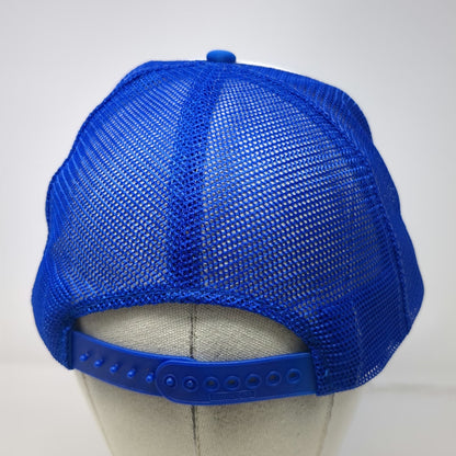 Nissin Trucker Hat Blue White One Size Road Runner Auto Body Mesh Snapback Foam