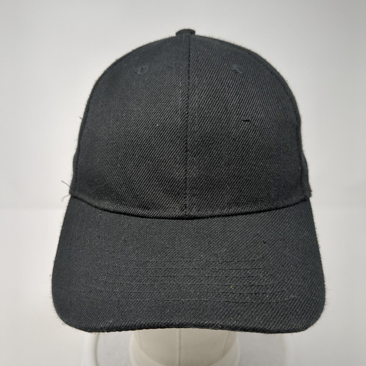 Unbranded Strapback Hat Black One Size Adjustable Vented Holes 6 Panel Blank