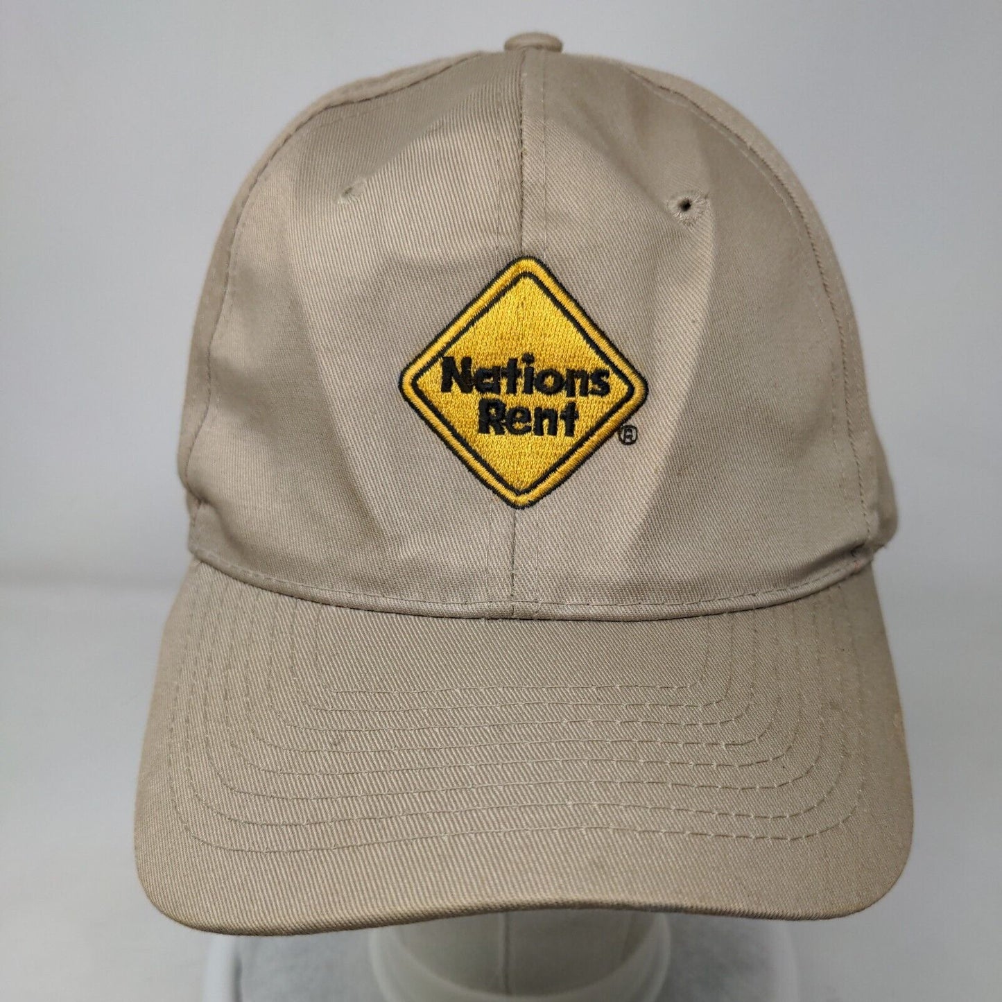 Nations Rent Snapback Hat Tan OSFA Embroidered Vent Holes Cobra Caps