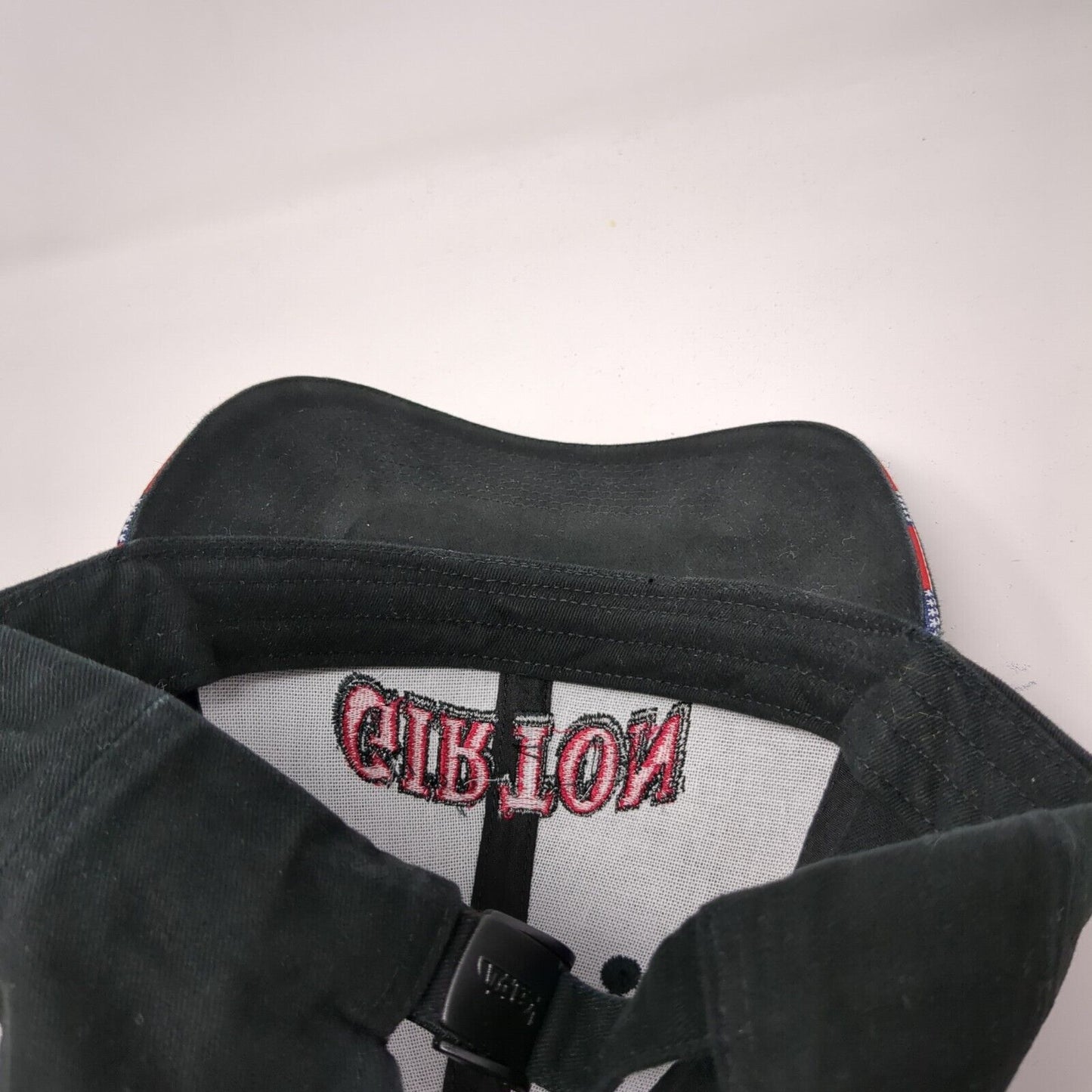 Girton Slideback Hat Black OSFA Adjustable Flex Strap Embroidered Kati
