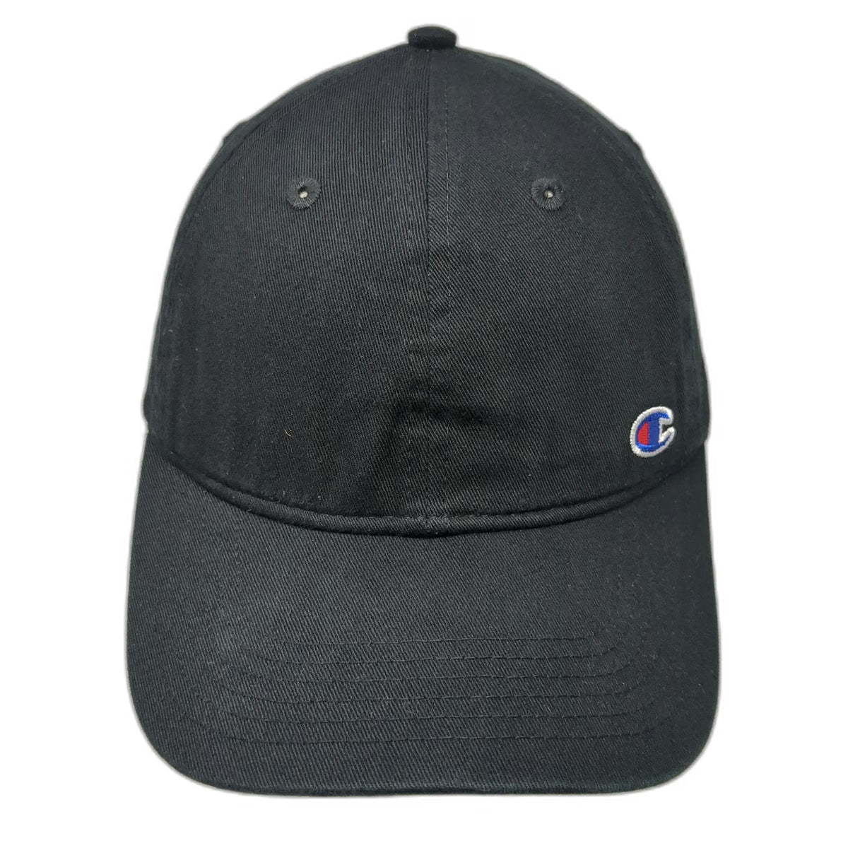 Champion Baseball Cap Black One Size Slideback Embroidered Logo Curved Brim Hat