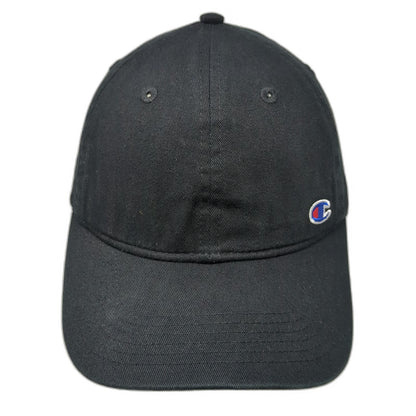 Champion Baseball Cap Black One Size Slideback Embroidered Logo Curved Brim Hat