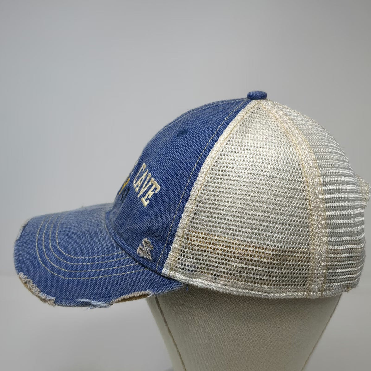 Headmost Trucker Hat Blue One Size Mammoth Cave Kentucky Mesh Snapback Frayed