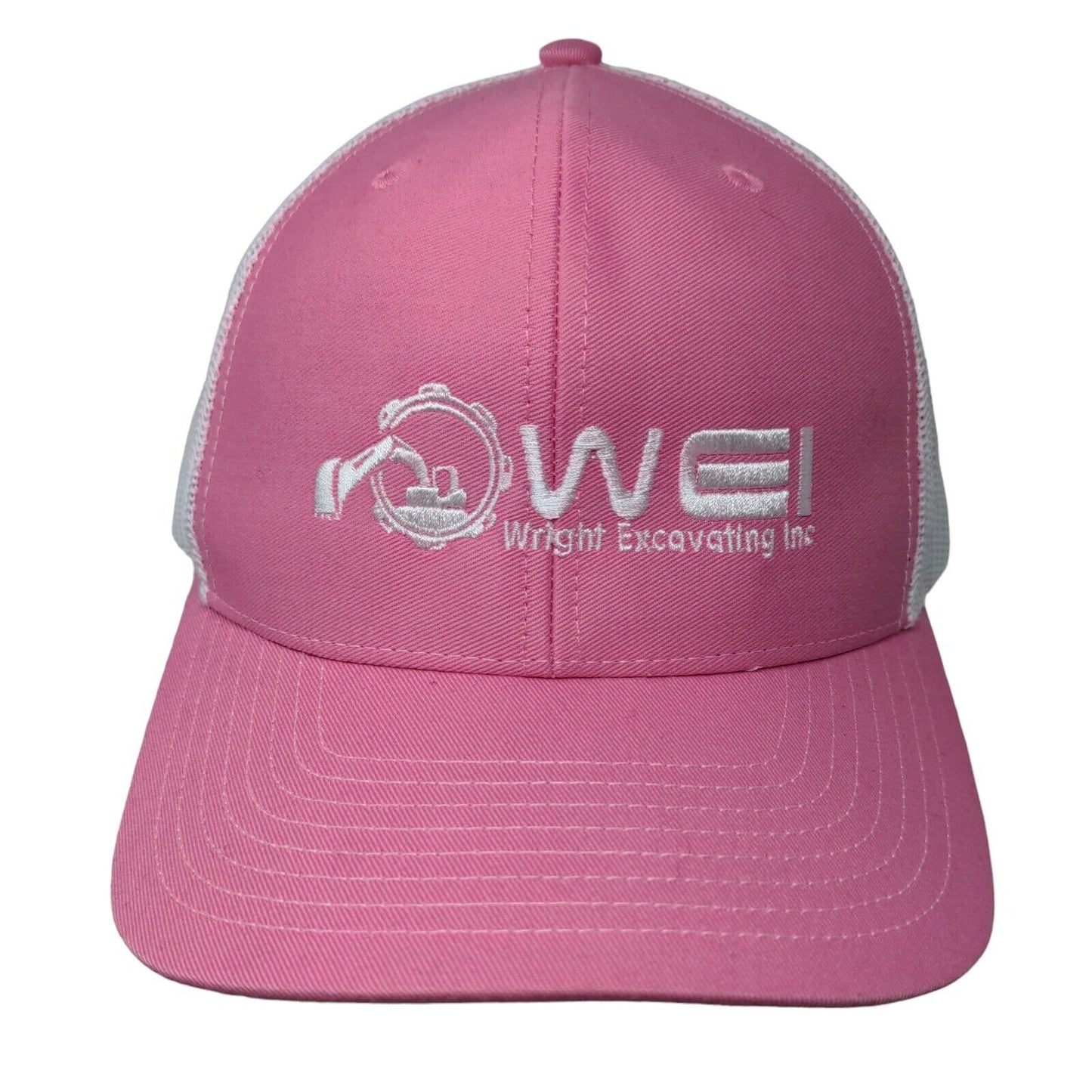 WEI Wright Excavating Inc Mesh Back Trucker Hat Pink One Size Richardson