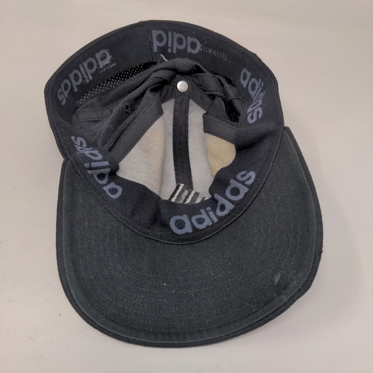 Adidas Climalite Fitted Hat Black L/XL Embroidered 3 Stripes 6 Panel