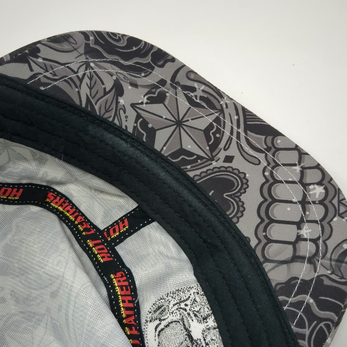 Hot Leathers Army Cap Gray One Size Sugar Skull Tattoo Art Strapback Hat Rose