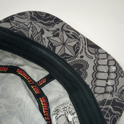 Hot Leathers Army Cap Gray One Size Sugar Skull Tattoo Art Strapback Hat Rose