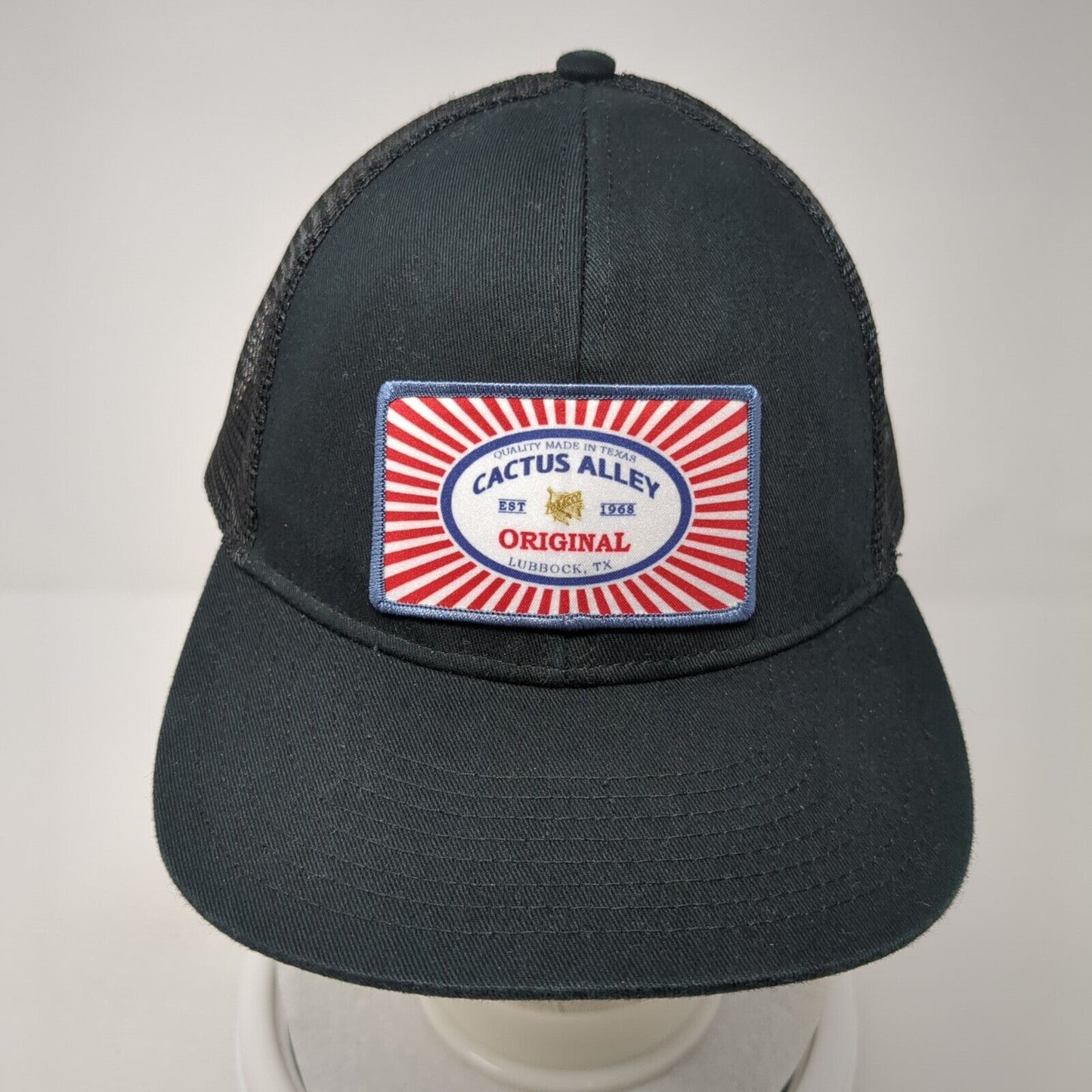 Cactus Alley Patch Snapback Trucker Hat Black One Size Solid Mesh Back