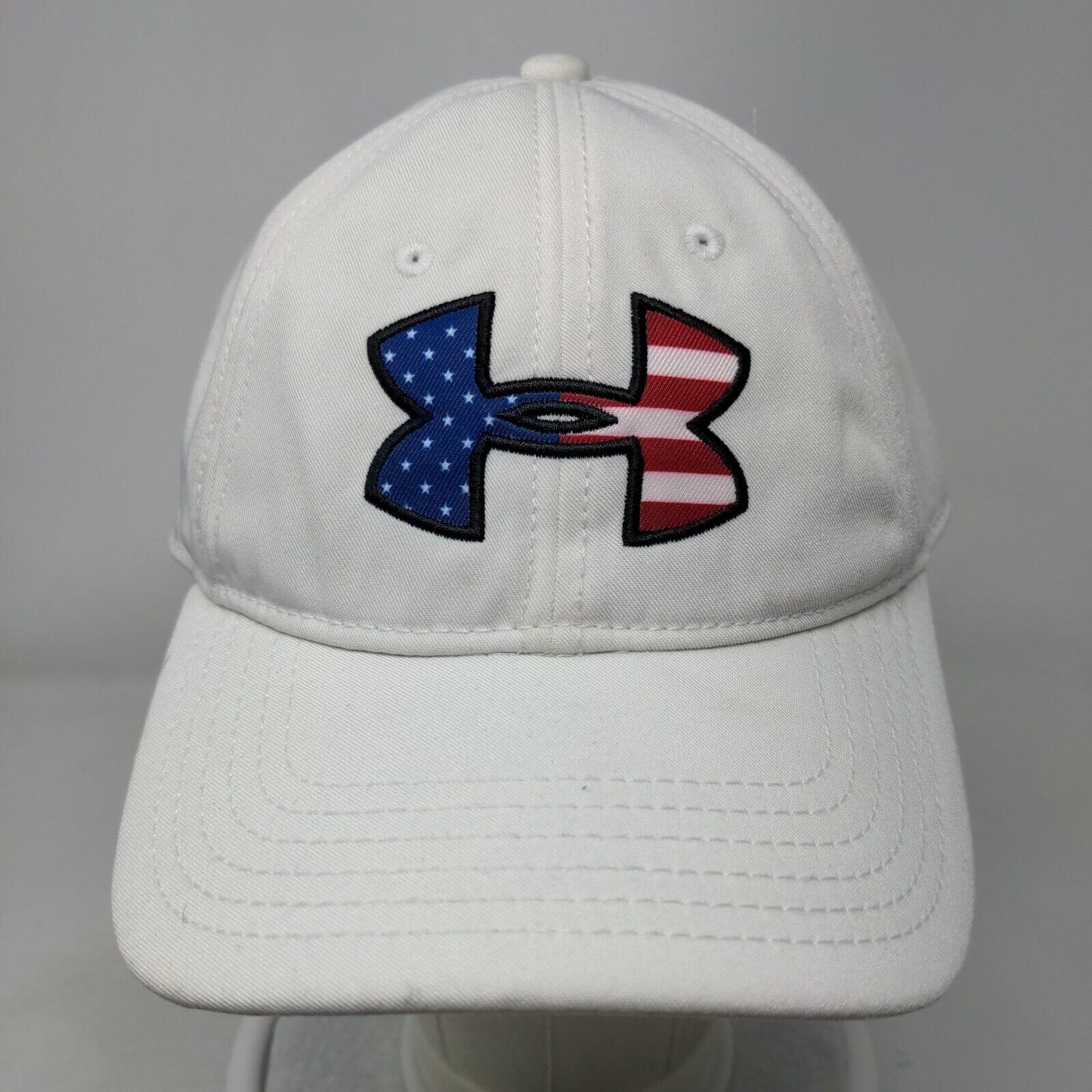 Under Armour Snapback Hat Cream OSFA Adjustable Embroidered Patriotic 6 Panel