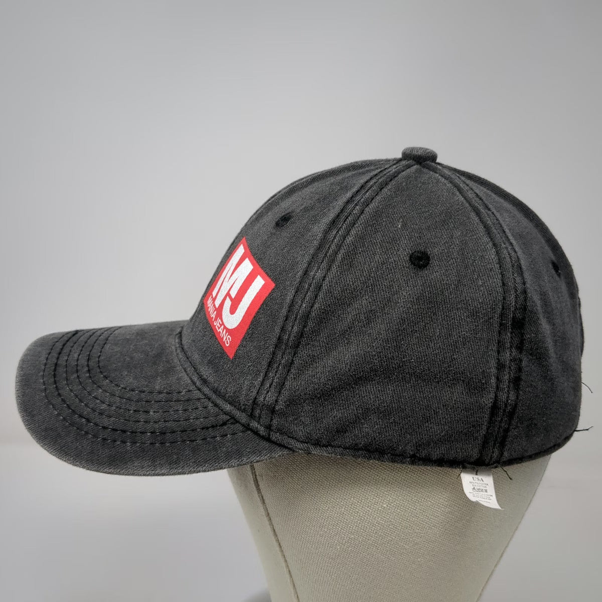 Lucky 7 Mania Jeans Baseball Cap Gray OSFM Washed Slideback MJ Logo Patch Hat