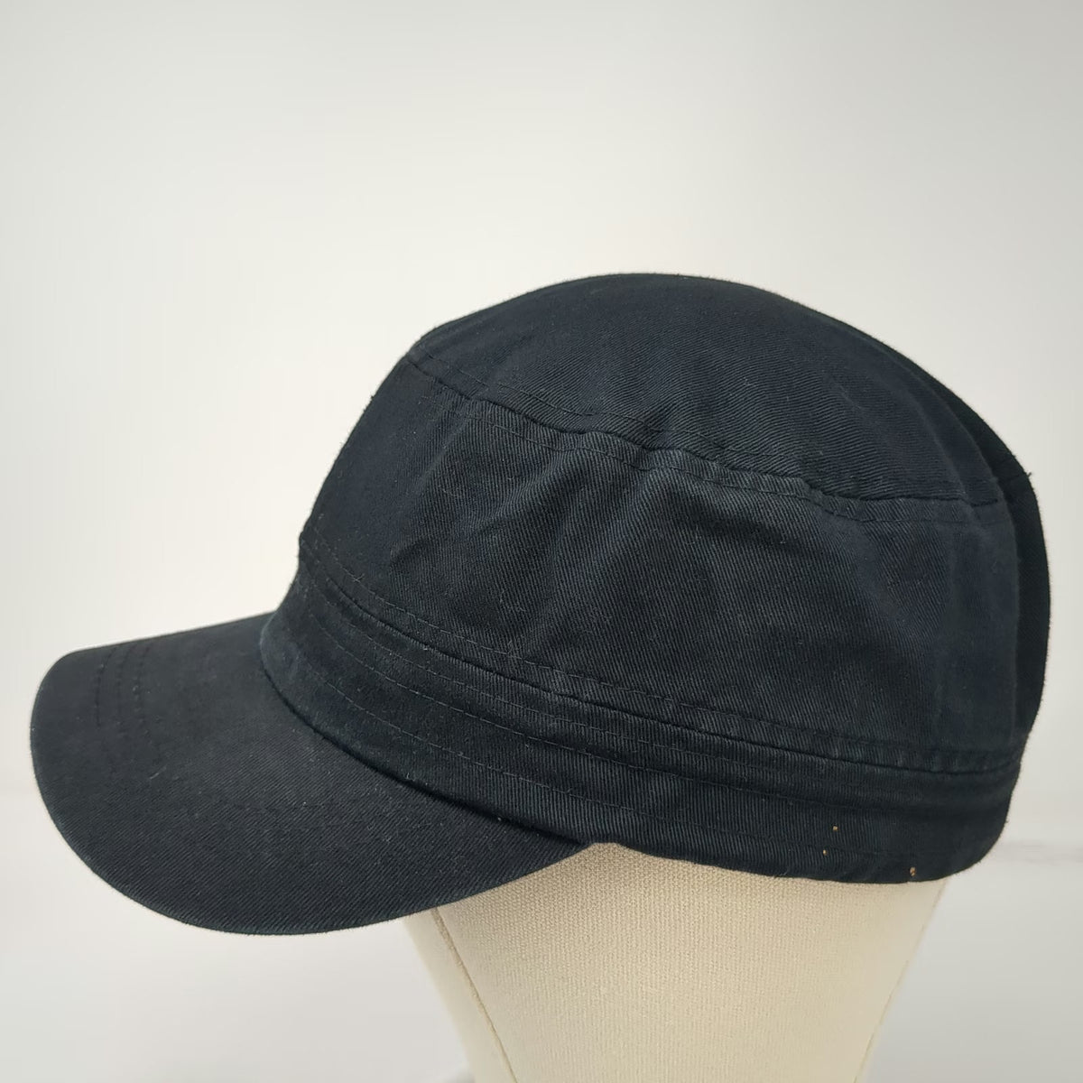 Black Army Cap One Size Adjustable Strapback Hat 100% Cotton Plain Cadet Cap