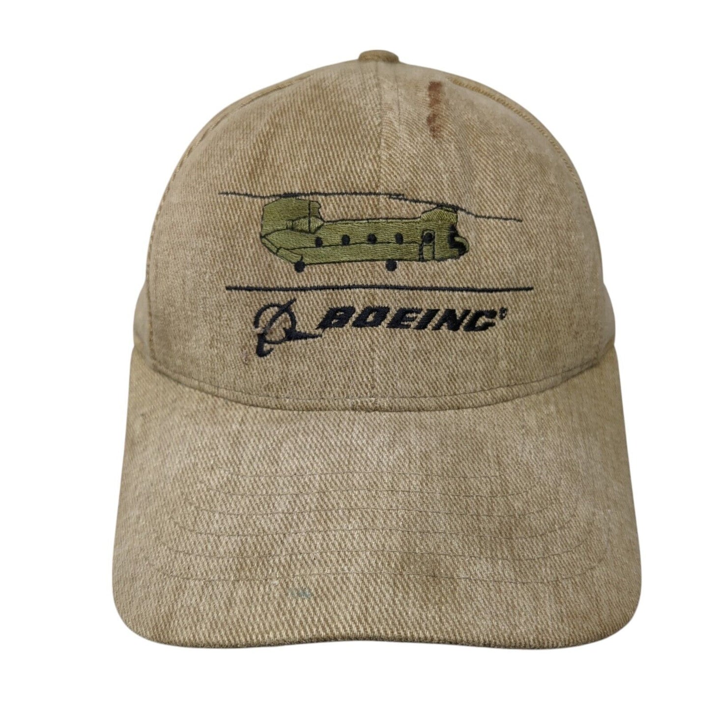 Boeing Snapback Hat Tan One Size Adjustable Embroidered Solid 6 Panel