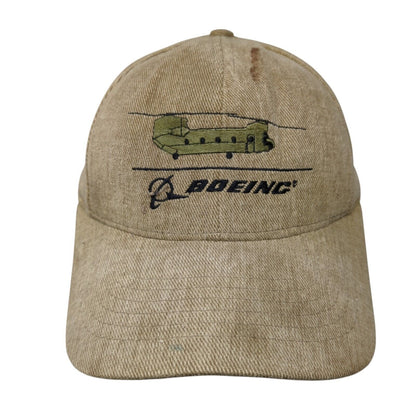 Boeing Snapback Hat Tan One Size Adjustable Embroidered Solid 6 Panel