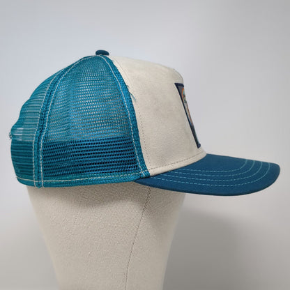 Pistil Trucker Hat Blue Beige One Size Geometric Bear Patch Mesh Snapback Art