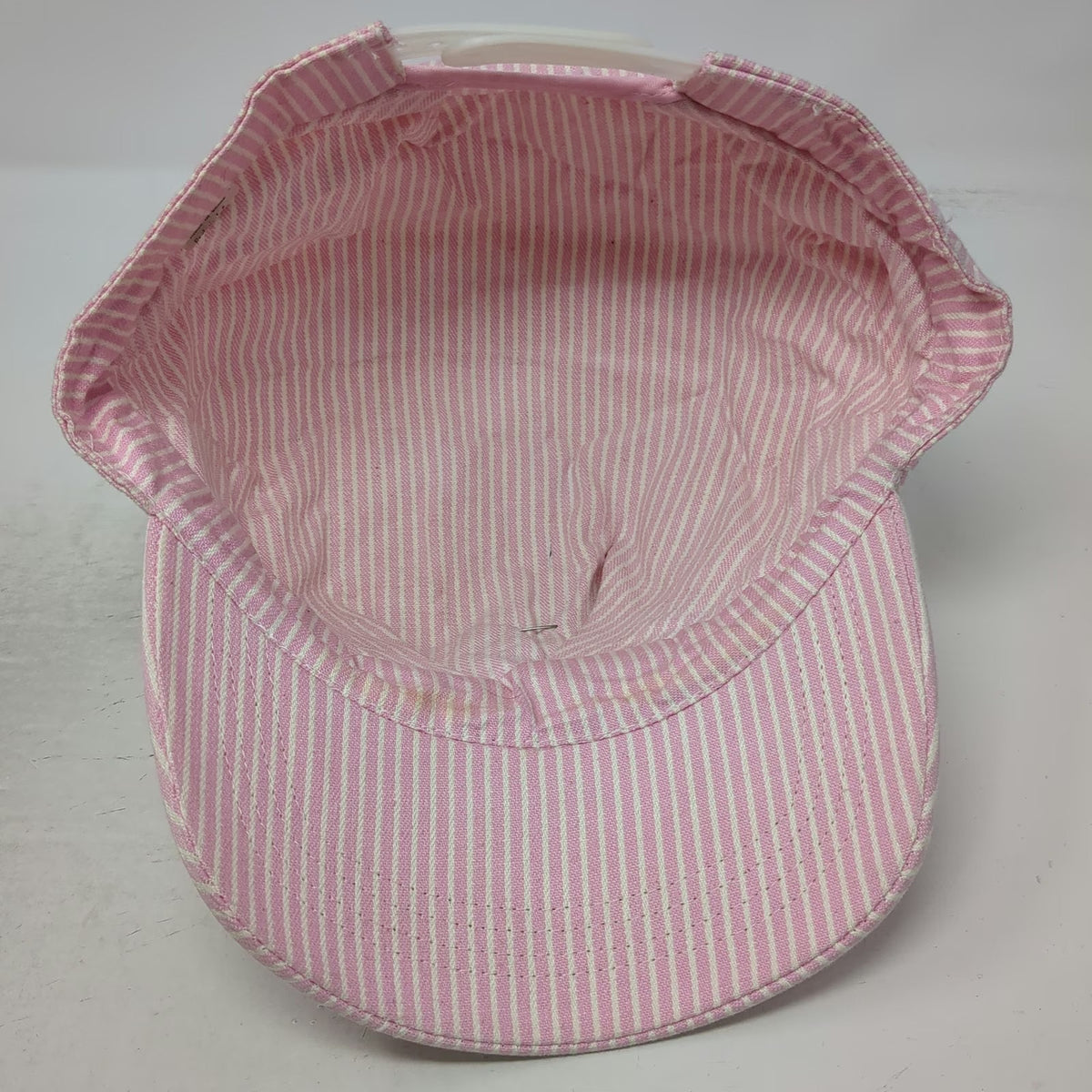 Army Cap Pink White One Size Hickory Stripe Railroad Crossing Pin Snapback Hat