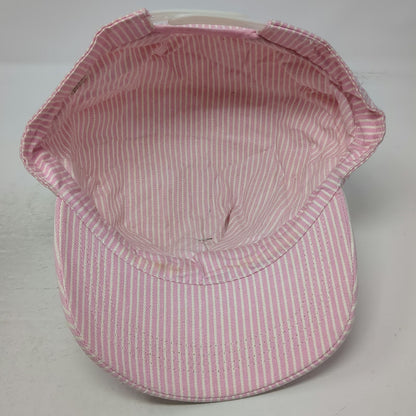 Army Cap Pink White One Size Hickory Stripe Railroad Crossing Pin Snapback Hat