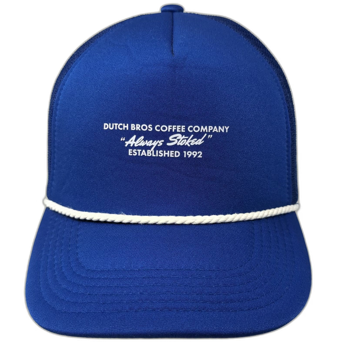 Dutch Bros Coffee Company Trucker Hat Blue One Size Snapback Rope Always Stoked