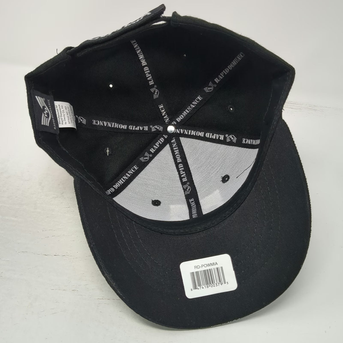 Rapid Dominance Baseball Cap Black One Size Strapback POW MIA Embroidered Hat