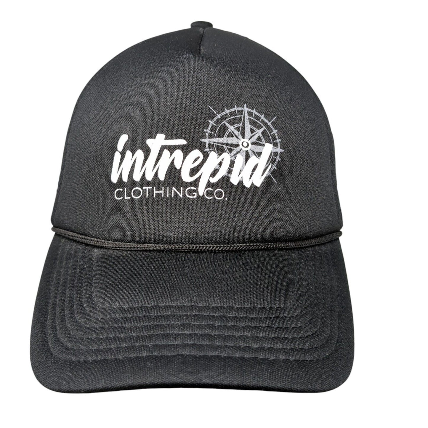 Intrepid Clothing Co. Snapback Trucker Hat Black OSFA Adjustable Mesh Back Rope