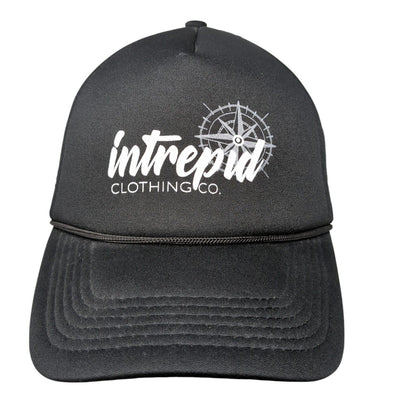 Intrepid Clothing Co. Snapback Trucker Hat Black OSFA Adjustable Mesh Back Rope