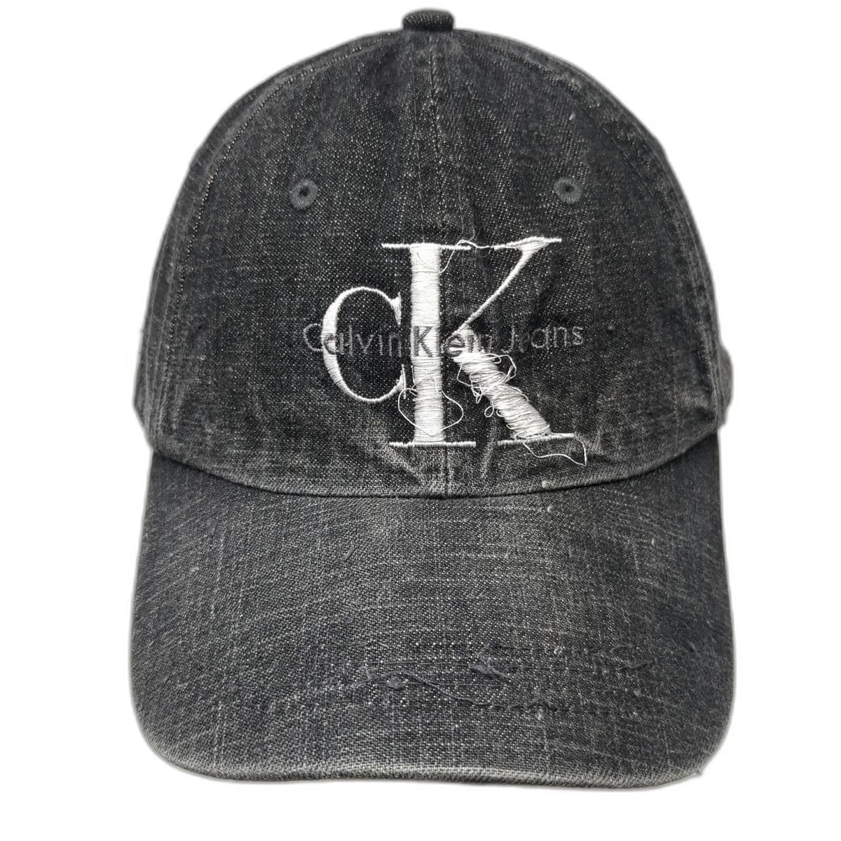 Calvin Klein Jeans Baseball Cap Gray One Size Slideback Denim Embroidered Hat