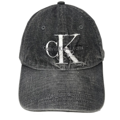 Calvin Klein Jeans Baseball Cap Gray One Size Slideback Denim Embroidered Hat