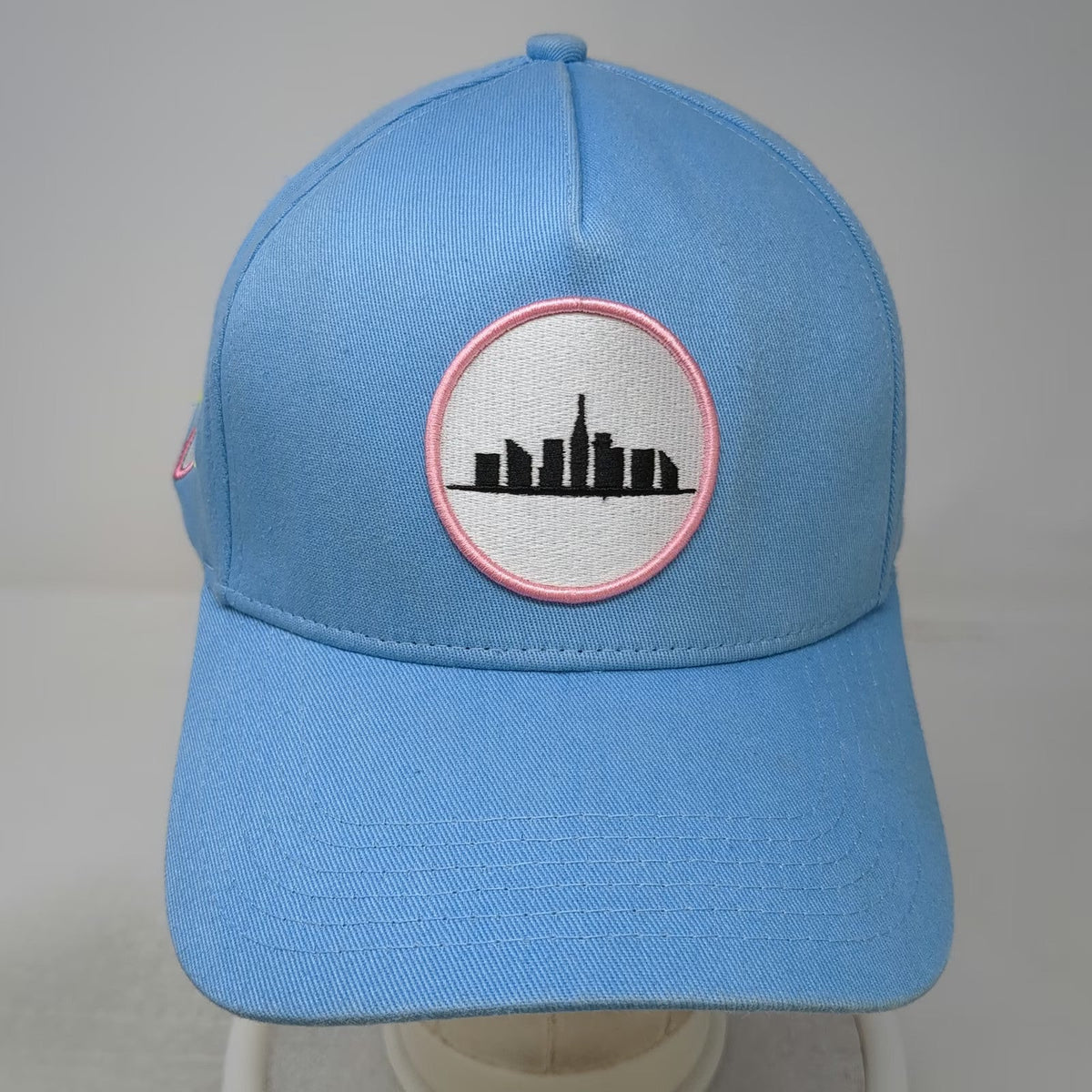 City Image 5 Panel Blue One Size Skyline Pink Underbrim Side Patch Snapback Hat
