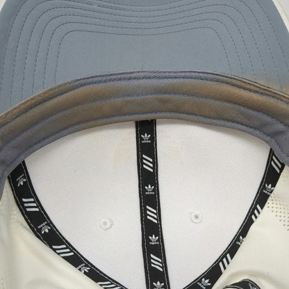 Adidas Snapback Hat White One Size Perforated 3-Stripes Rubberized Logo 6 Panel